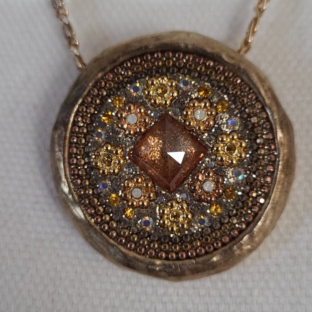 Vintage Medallion Hammered Necklace
